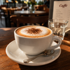 Cappuccino mit cremigem Milchschaum in einer Porzellantasse – beliebte italienische Kaffeespezialität mit Latte Art
