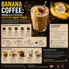 Banana Coffee mit Espresso, Banane und cremigem Milchschaum – trendiges Kaffeegetränk im Glas