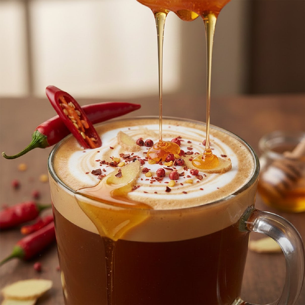 Swizy Espresso mit Chili – trigeminale Schärfe, stabile Crema und dunkle Röstung im Siebträger.