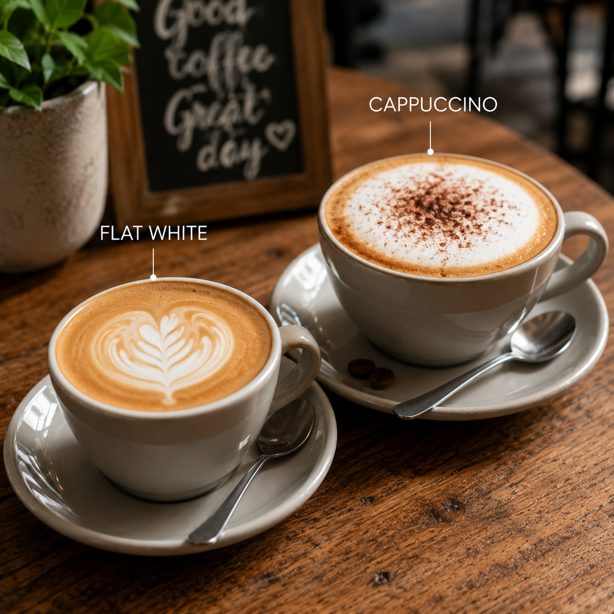 Flat White und Cappuccino im Vergleich – Unterschiede bei Espresso, Milchschaum, Stärke und Koffeingehalt