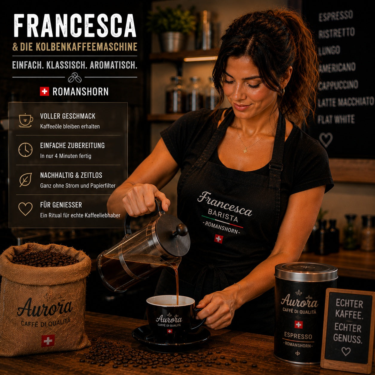 Kolben Kaffeemaschine mit Siebträger und frisch gebrühtem Espresso – Barista-Qualität für zu Hause.