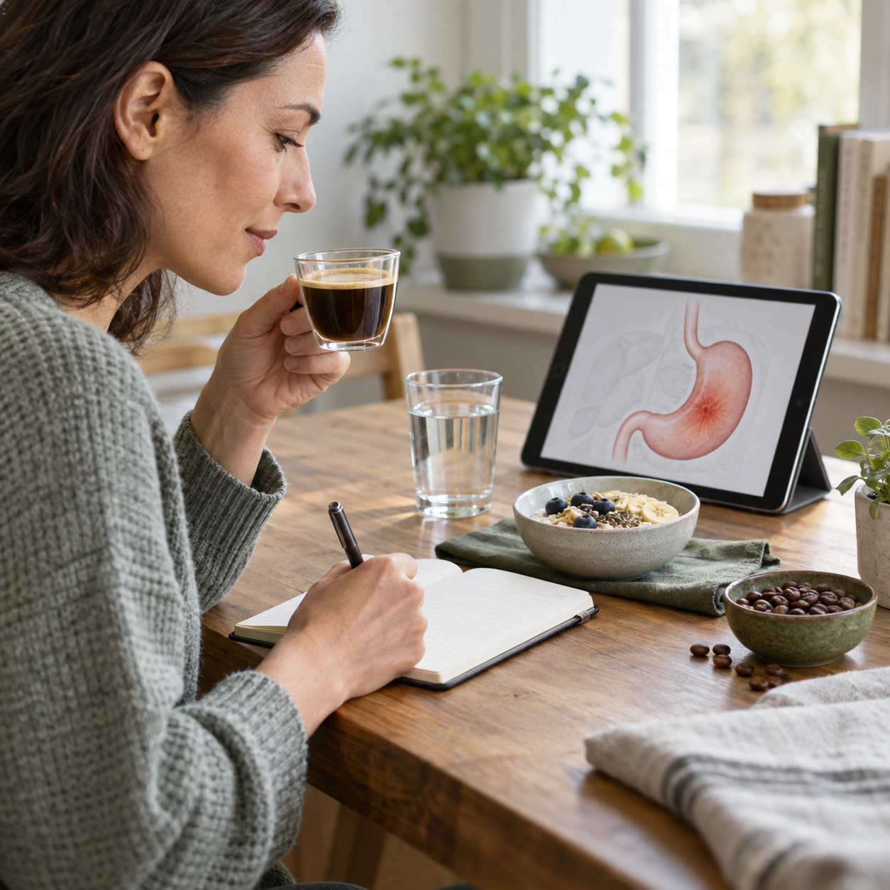 Mild gerösteter Kaffee für Menschen mit empfindlichem Magen und Gastritis