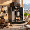 Kaffeemaschine mit integriertem Mahlwerk mahlt frische Kaffeebohnen für aromatischen Kaffee