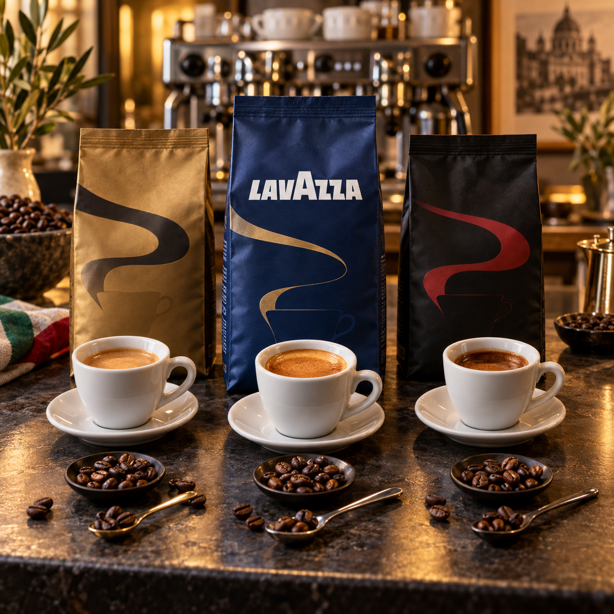 Lavazza Kaffeebohnen und Espresso als Symbol für Qualität und Produkttests