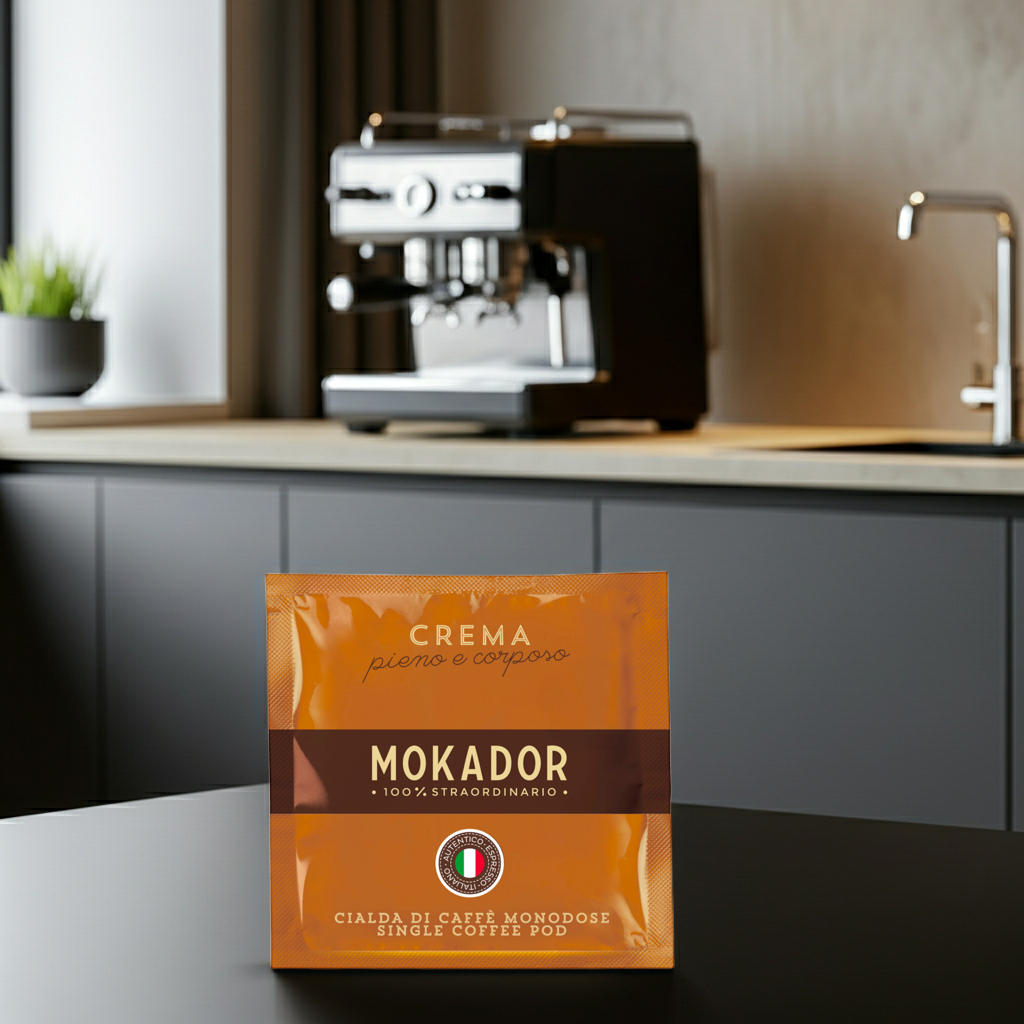 Mokador Crema 50/50 E.S.E. Pads 200 Stk. mit ausgewogener Crema und kräftigem Espresso aus Italien.