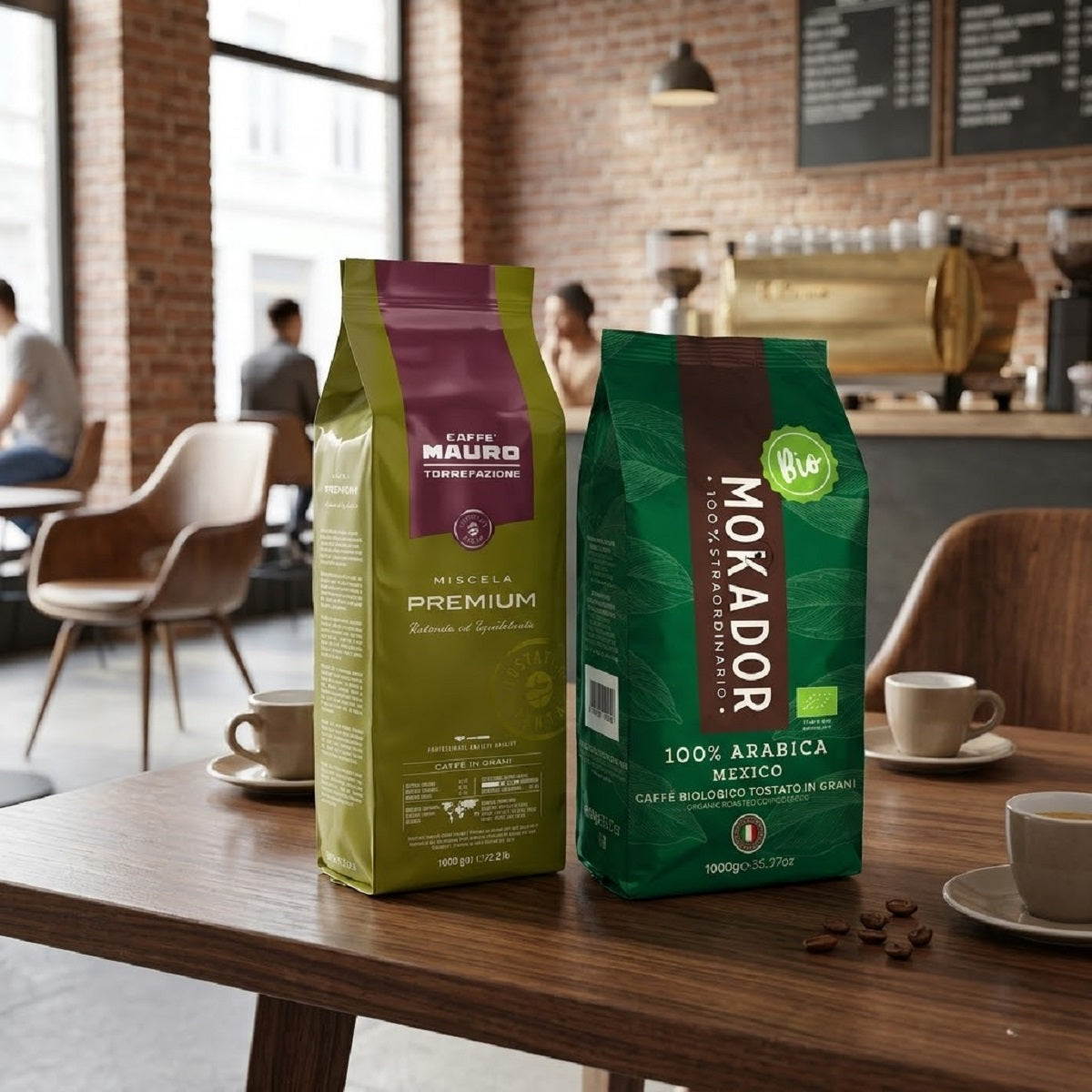 Vergleich von Caffè Mauro PREMIUM und Mokador Mexico Bio für Espresso und Café Crème.