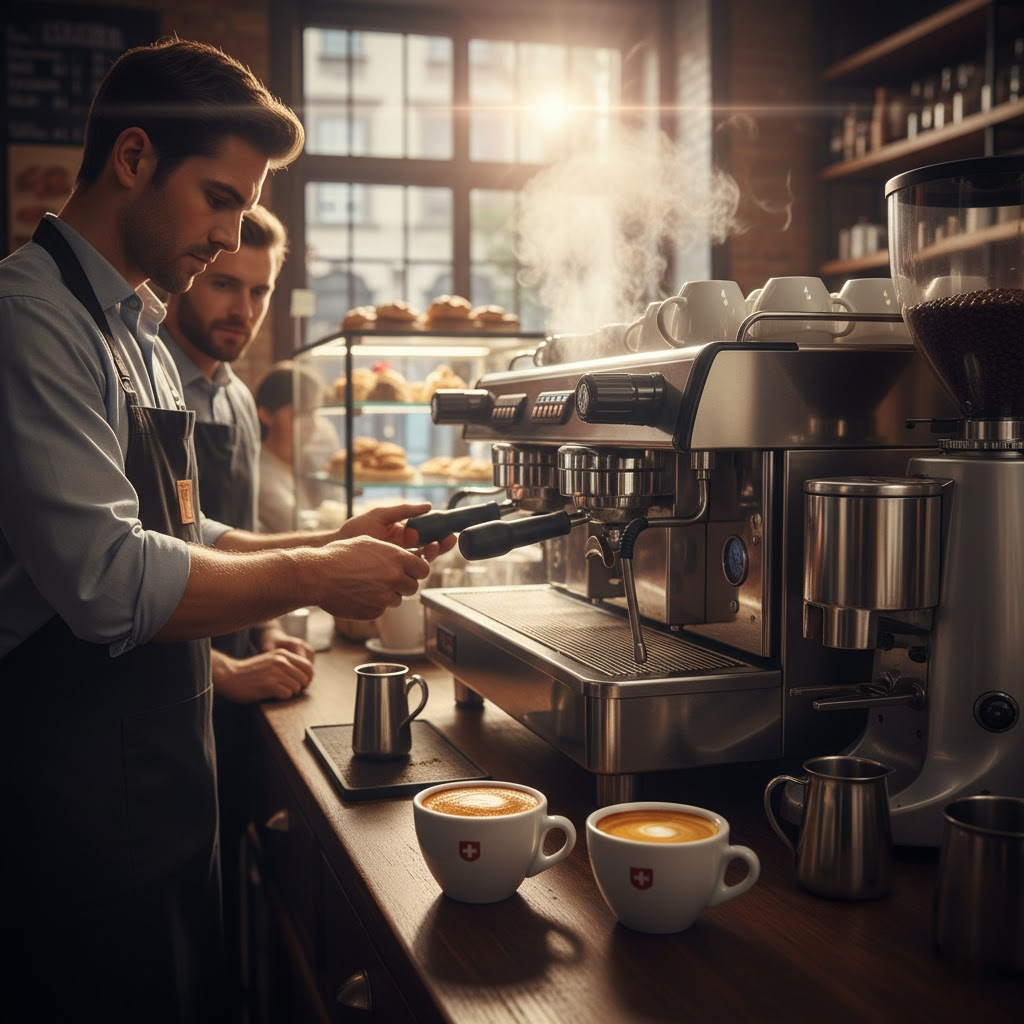 Professionelle Gastro-Espressomaschine mit Mühle – stabile Extraktion und konstante Qualität im Cafébetrieb
