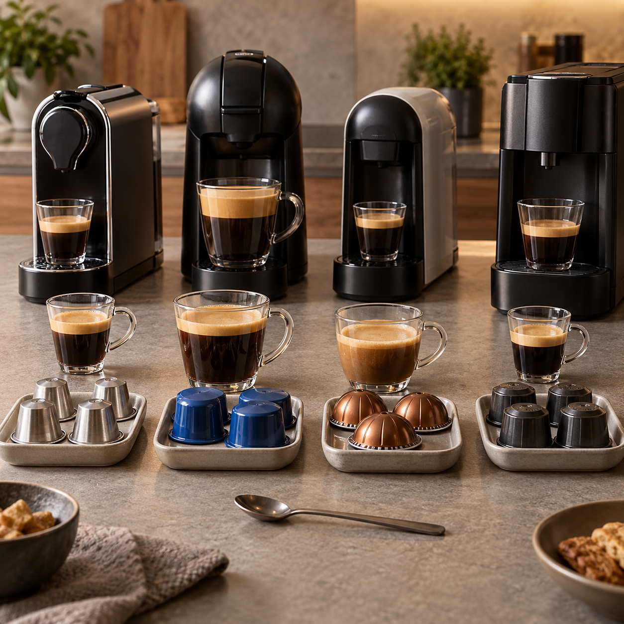 Verschiedene Kaffeekapseln im Vergleich nach Geschmack, Crema und Qualität für Kapselmaschinen