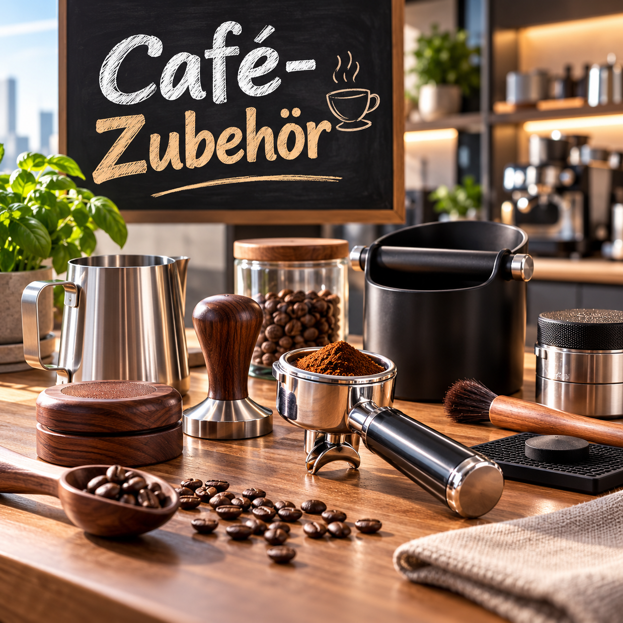 Abklopfbehälter für Siebträger mit Knock Box und Kaffeepuck an einer professionellen Espressomaschine
