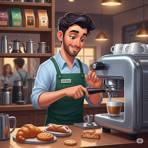 Barista Silvio leidenschaftlicher Kaffee Enthusiast 