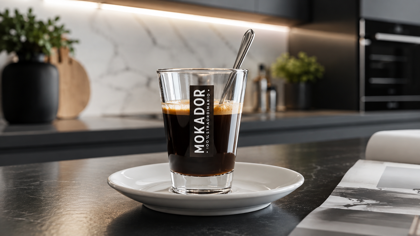 Mokador Espresso mit dichter Crema und frisch gerösteten italienischen Kaffeebohnen