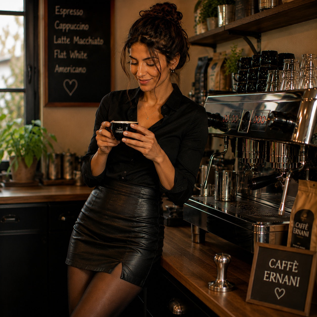 Barista tampert Espresso mit Präzisions-Tamper – perfekte Tamping-Technik für gleichmässige Extraktion und Crema.