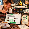 Qualmender Espresso neben leuchtendem Gehirn-Symbol aus glänzenden Kaffeebohnen im dramatischen Hell-Dunkel-Kontrast