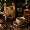 Frisch gebrühter Kaffee mit Kaffeebohnen und Espressotasse – Ratgeber zu Bohnen, Zubereitung und Genuss.