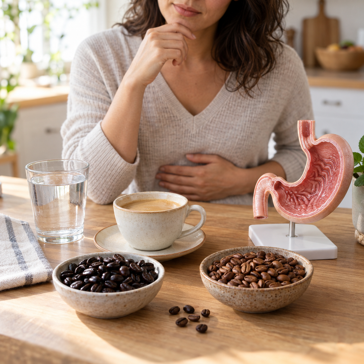 Milder Kaffee in einer Espressotasse für empfindlichen Magen und Magenschleimhaut