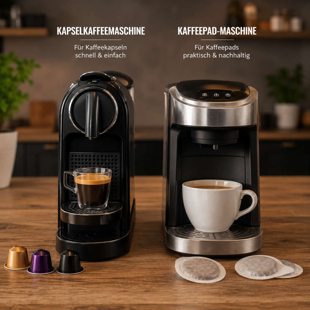 Kapsel- und Pad-Kaffeemaschine im Vergleich – Unterschiede bei Kaffee, Bedienung, Kosten und Nachhaltigkeit