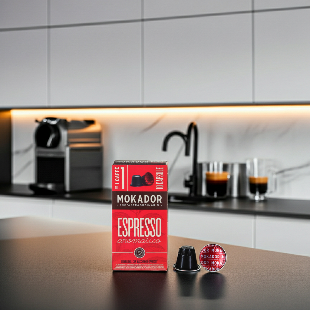 Mokador Aromatico Nespresso-kompatible Kapseln mit kräftigem Espresso und dichter Crema im Schweizer Test.
