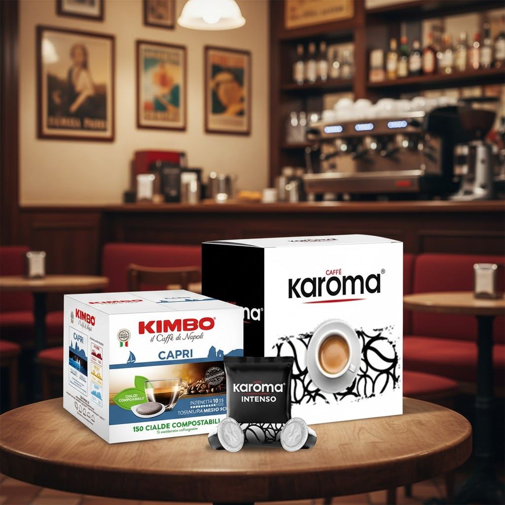 Vergleich: Caffè Kimbo Capri E.S.E. Pads vs. Caffè Karoma Intenso Kapseln – Welches System schmeckt besser? Analyse von kaffeegeniesser.ch