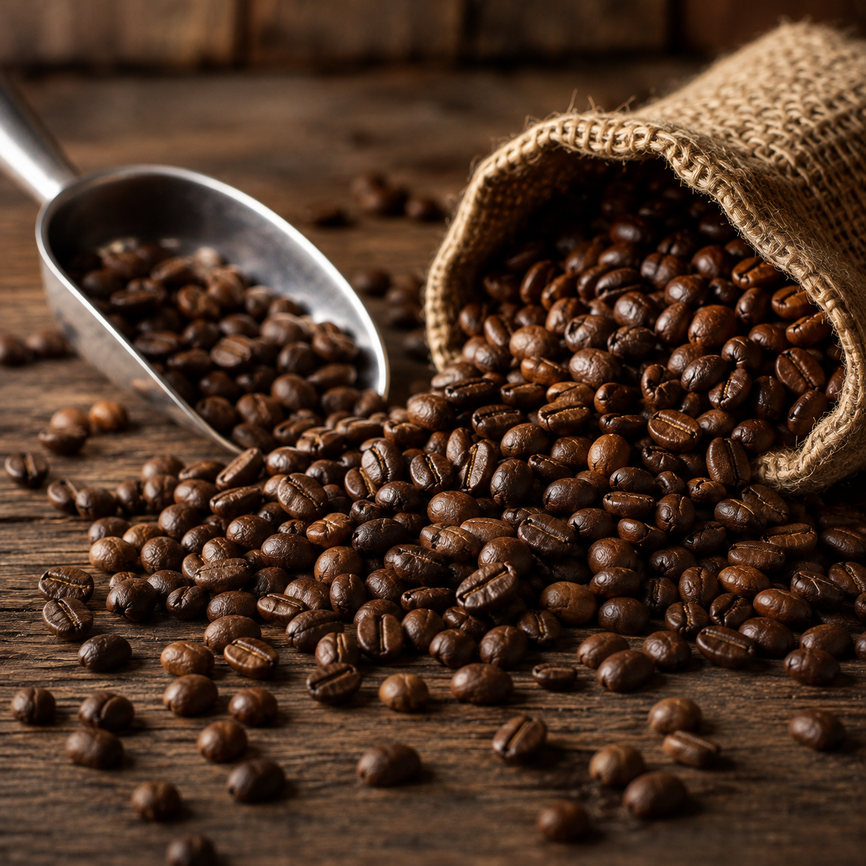 Arabica-Kaffeebohnen in Nahaufnahme – hochwertige Bohnen mit feinem Aroma und ausgewogenem Geschmack