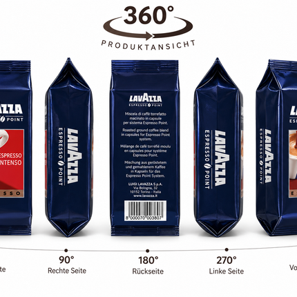 Espresso Point Kapseln Lavazza Forte e Deciso mit dunkler Crema in der Tasse
