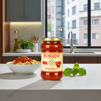 Premium Arrabbiata Sauce von Bongiovi – italienischer Genuss in der Schweiz