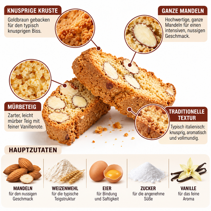 Bristot Mandel-Cantuccini 200g, knuspriges toskanisches Gebäck als Beilage zu Espresso und Cappuccino