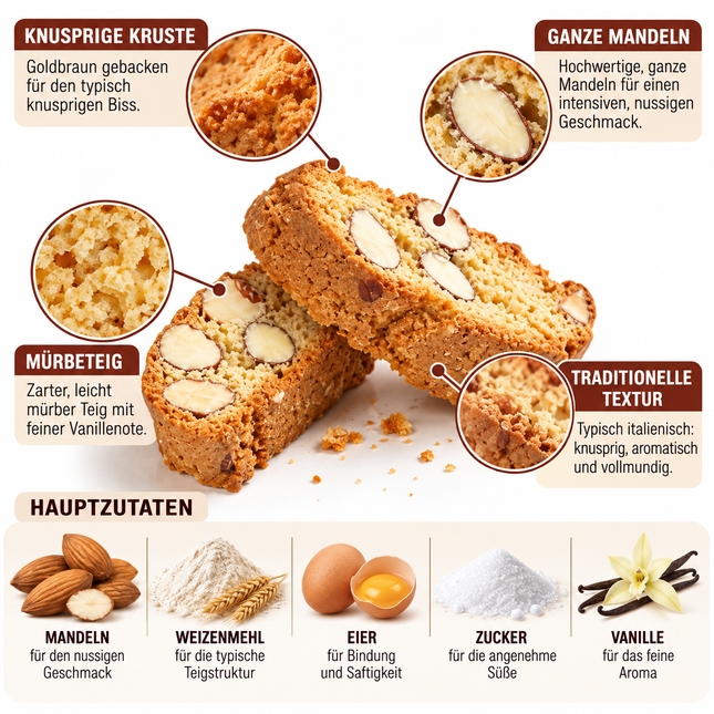 Bristot Mandel-Cantuccini 200g, knuspriges toskanisches Gebäck als Beilage zu Espresso und Cappuccino