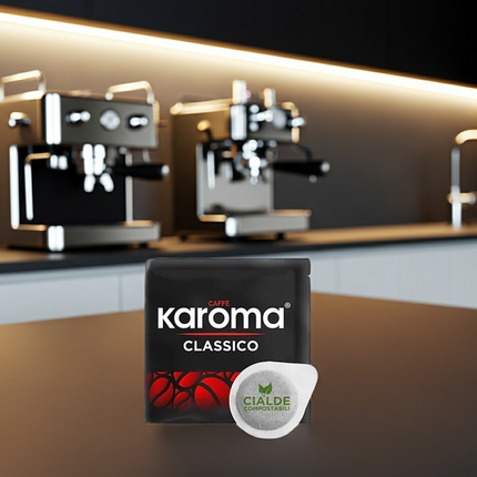 Karoma Classico E.S.E. Pads: Die perfekte Mischung aus Arabica und Robusta für einen runden Espresso-Genuss.