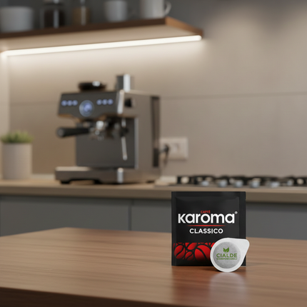 Kaffeepads 50 Stück Karoma Classico: 44mm E.S.E. Standard für eine dichte Crema und klassischen Bar-Geschmack.