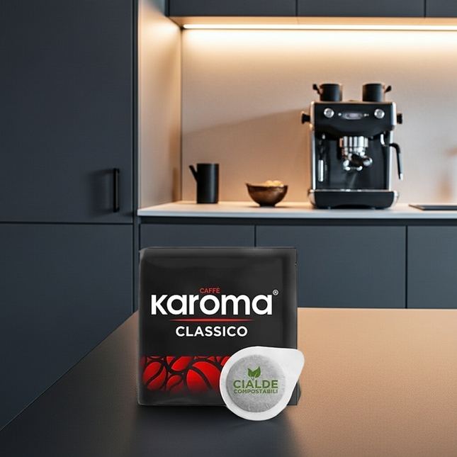 Günstige E.S.E. Pads 150 Stk: Karoma Classico – die ideale Wahl für Vieltrinker von kräftigem Espresso.
