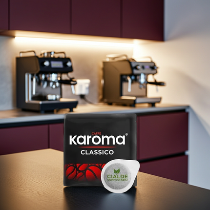 Caffè Karoma Classico 50 E.S.E. Pads: Traditioneller neapolitanischer Espresso mit ausgewogenem Körper und Aroma.