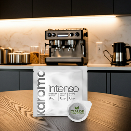 Nachhaltiger Espresso-Vorrat: 150 einzeln versiegelte E.S.E. Pads von Karoma Caffè.