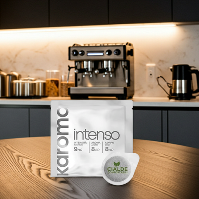 Nachhaltiger Espresso-Vorrat: 150 einzeln versiegelte E.S.E. Pads von Karoma Caffè.