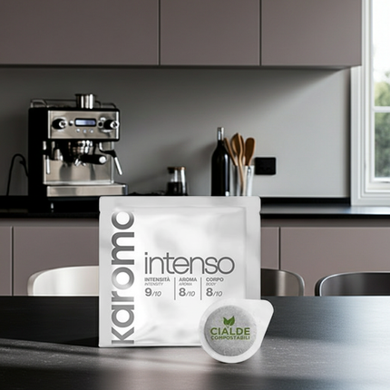 Kraftvoller Körper: Karoma Intenso E.S.E. Pads für den perfekten "Caffè" nach Schweizer Art.