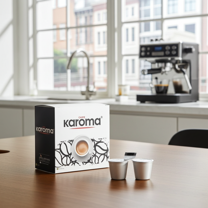 Idealer Kick-off am Morgen: Caffe Karoma Intenso 60/40 Kapseln für Ihre Nespresso-Maschine.