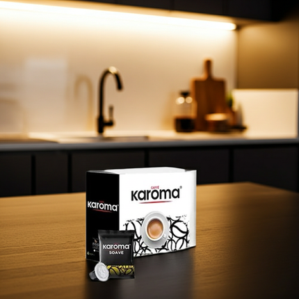 Caffe Karoma Soave: Sanfter Espresso mit goldener Crema – 100 Kapseln für täglichen Genuss.