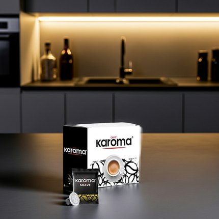 Nespresso kompatible Kapseln von Caffe Karoma: Sorte Soave für einen harmonischen Kaffeemoment.