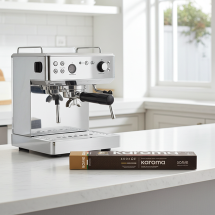 Caffè Karoma Soave Espresso – Natürliche Süße und Schokoladennoten zur Verwendung ohne zusätzlichen Zucker.
