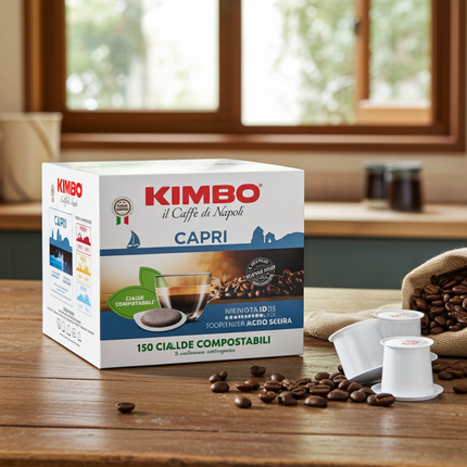 Nahaufnahme Kimbo Capri Pads 44mm – Intensiv röstfrische Einzelportionen von Kaffeegeniesser