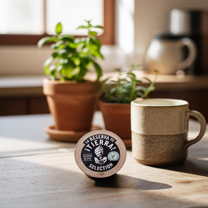 Nahaufnahme ¡TIERRA! Espresso Kapseln – Fokus auf die nachhaltige Produktion und die exzellente Crema-Qualität.