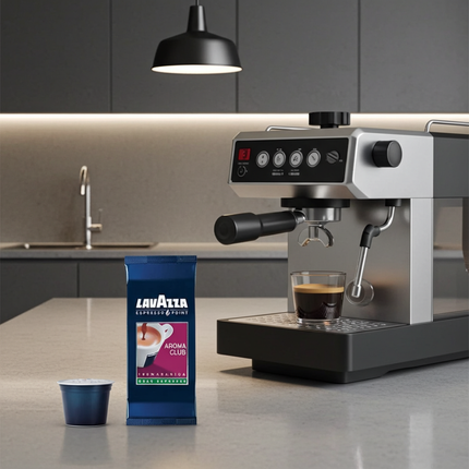Produktansicht Lavazza Espresso Point Aroma Club Gran Espresso – 100 einzeln versiegelte Kapseln für Frische.