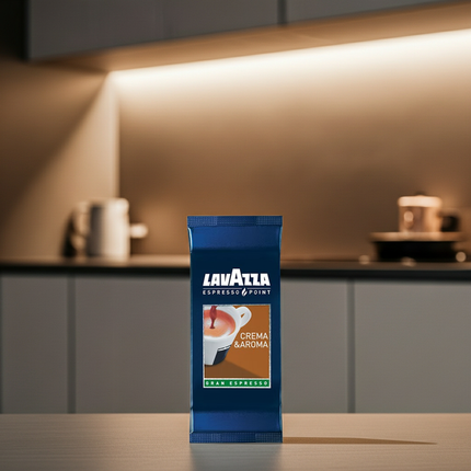 Produktansicht Lavazza Crema e Aroma Gran Espresso – 100 einzeln versiegelte Kapseln für optimalen Frischeerhalt.