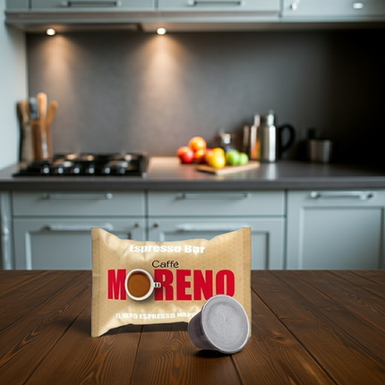 Caffè Moreno Espresso Bar Schweiz – 10er Packung Kapseln mit hohem Robusta-Anteil für maximale Crema-Bildung.
