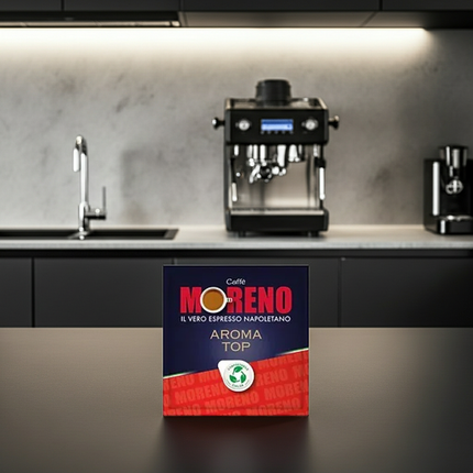 Caffè Moreno Aroma Top 150 Pads: Neapolitanische Leidenschaft im umweltfreundlichen Papier-Pad.