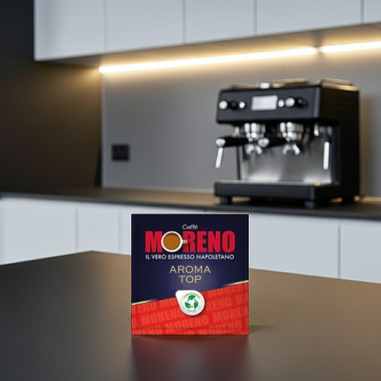 Caffè Moreno Aroma Top 150 E.S.E. Pads: Dunkle neapolitanische Röstung für intensiven Espresso-Genuss.