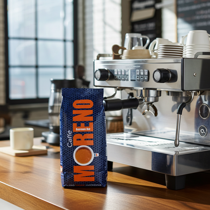 Nahaufnahme Caffè Moreno Espresso Bar – Dunkel geröstete Bohnen für eine perfekte, dichte Crema