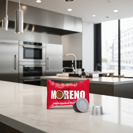 Produktansicht Caffè Moreno Top Espresso – Einzeln versiegelte Kapseln für maximalen Aromaschutz.