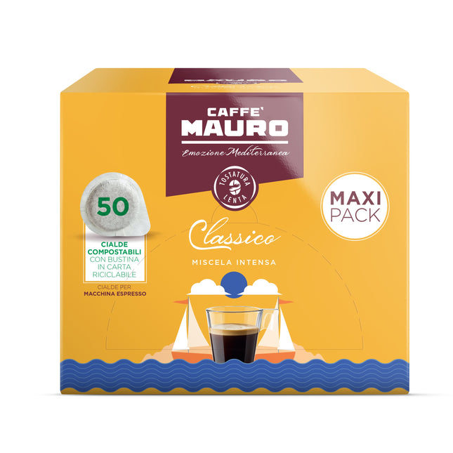Original Caffè Mauro CLASSICO ESE Pads (50 Stück) für perfekten Espresso ohne Mahlwerk.