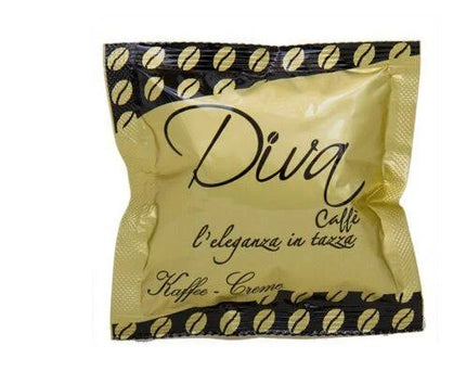 Präzise 44mm Extraktion: 150 Diva Caffè Café Crème Pads für konstante Qualität in jeder Tasse.