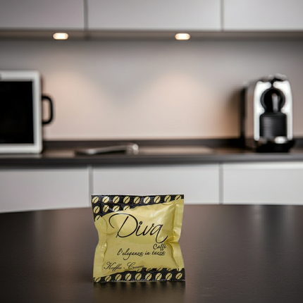 Milder Genuss mit dichter Crema: 150 Diva Caffè Café Crème Pads für den täglichen Bedarf.